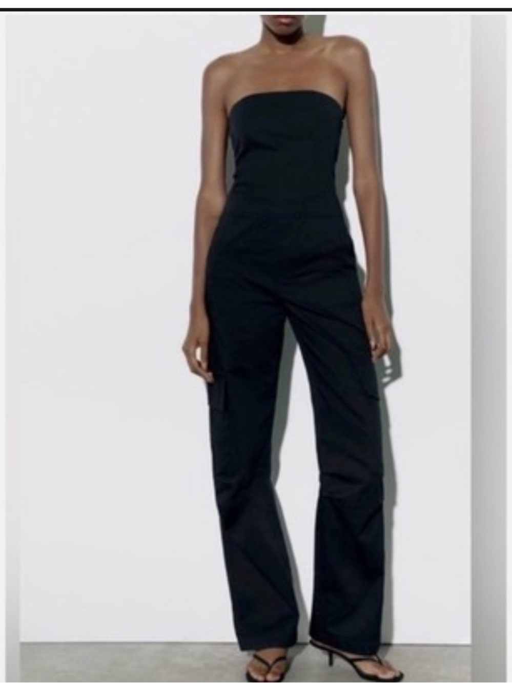 Strapless Wide-Leg Jumpsuit in Black